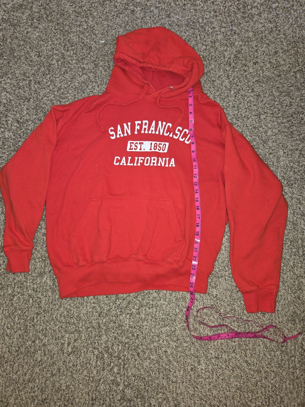 Gildan Red Kids Hooded Sweatshirt with San Francisco California Print